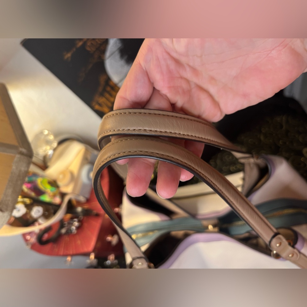 Coach 2022 Pebble Leather Kristy Lexi Shoulder Bag Colorblock CA216 Chalk/Multi - Picture 6 of 16